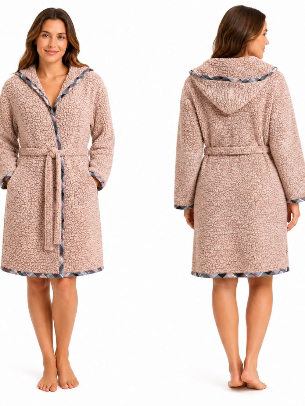 Vera Bradley Rose Tone Sherpa Hooded Tie Waist Robe